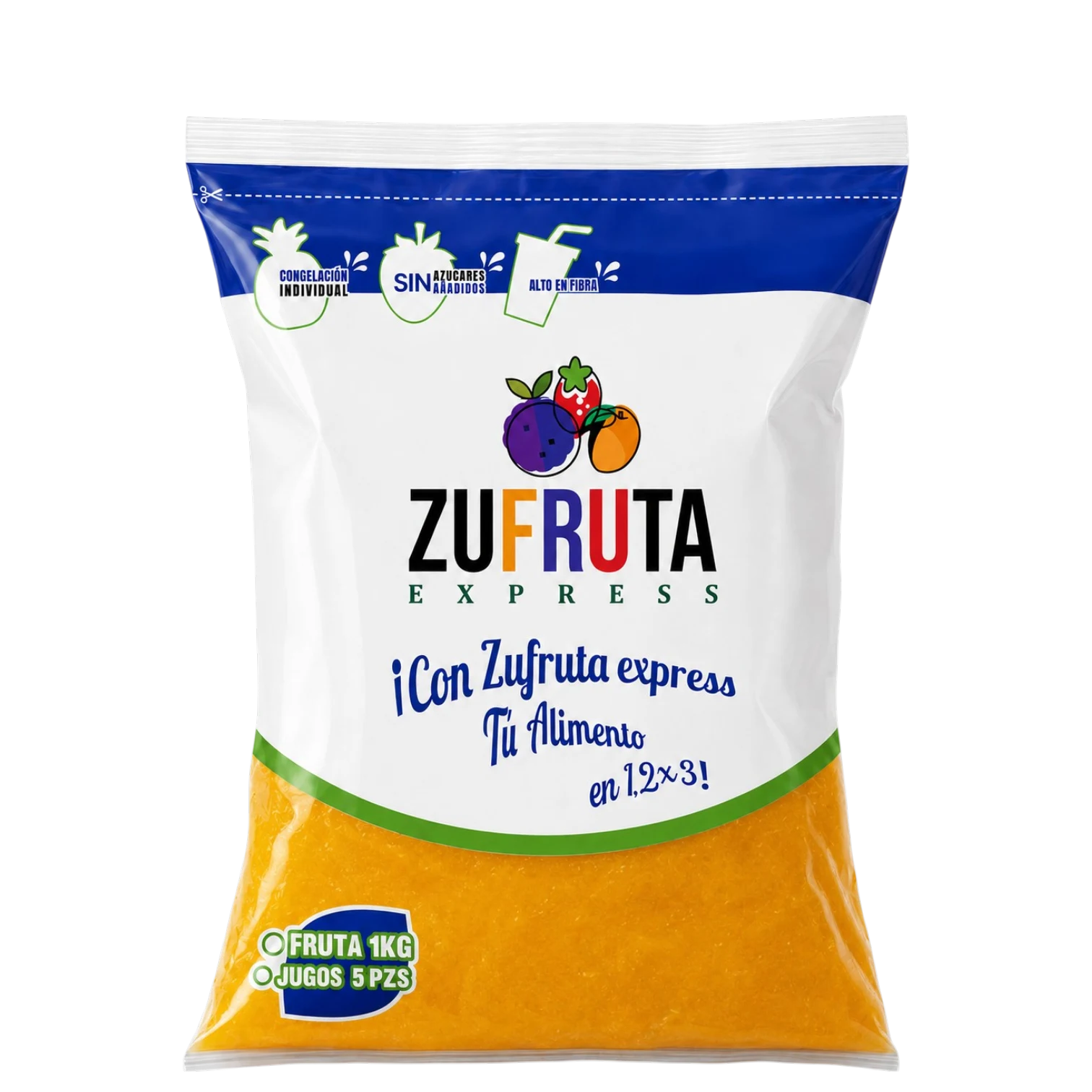 Bolsa de 1 kg de pulpa de fruta natural Zufruta Express